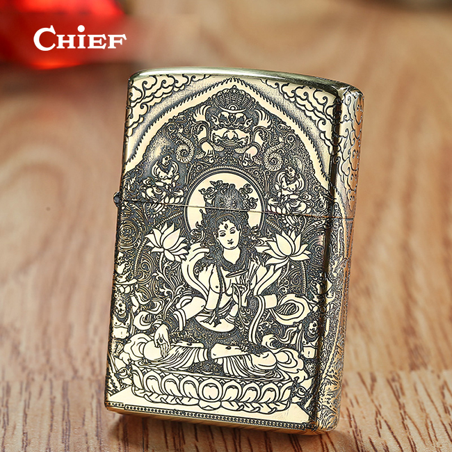 Металлическая керосиновая Зажигалка CHIEF smoke с логотипом заказчика, сигарета, сигара, золото, масло, керосиновая Зажигалка mecheros, фетер, оптовая продажа