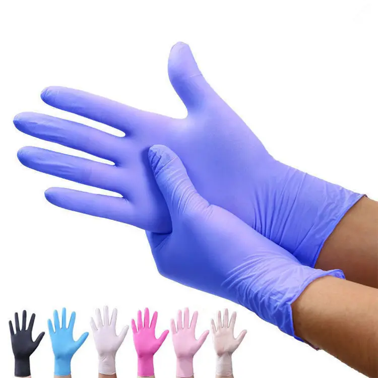 blue purple oem logo custom tattoo food service barber nail art spa beauty salon cleaning disposable-glove pure nitrile glove