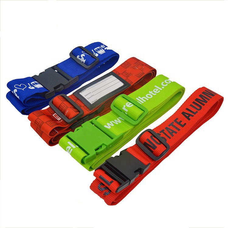 Custom suitcase bag adjustable polyester/nylon TSA lock scale Luggage Strap belt with printing your logo for travel
