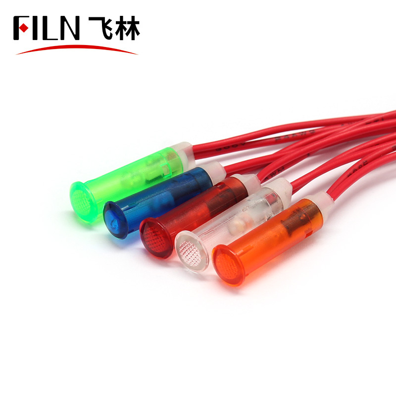FILN 6mm mini size plastic panel pilot light non-polarity led red yellow 110V 220V AC/DC warning indicator light