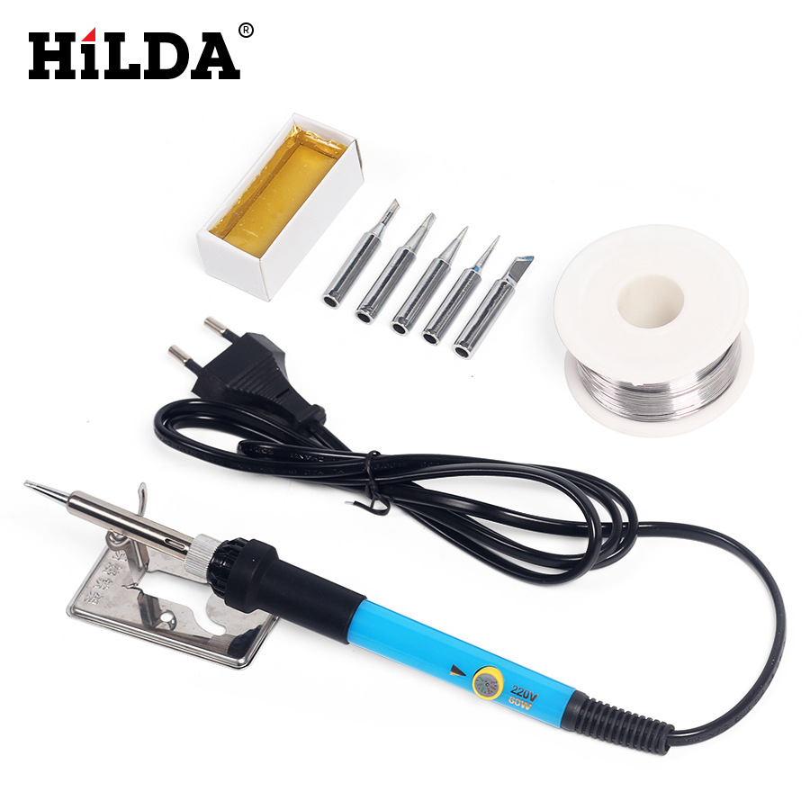 HILDA EU 220V 60W Electrical Soldering Iron Adjustable Temperature Soldering Gun Welding Rework Tool Kit For Repair