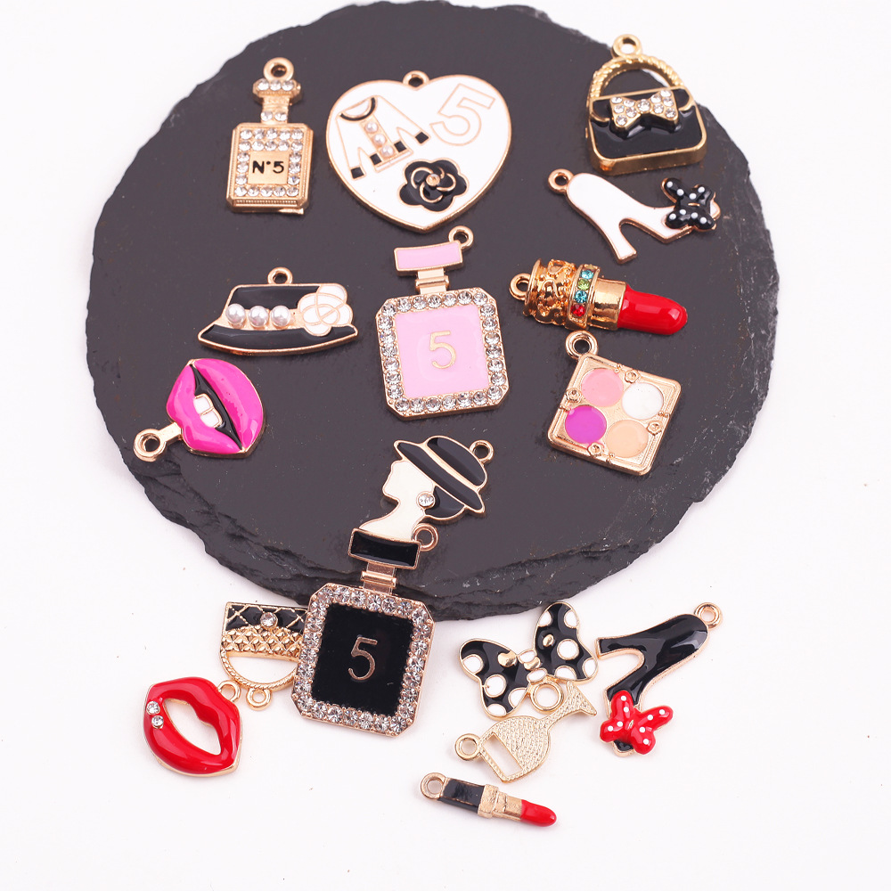 Mix Lovely Lady Bag Enamel Charms Necklace Making Handbag Alloy Pendant For Bracelets Jewelry Accessories DIY Craft
