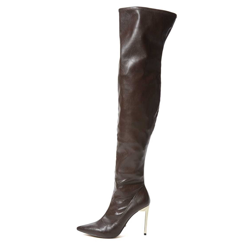 Winter fashion and sexy high heel women knee high boots Leather shoes