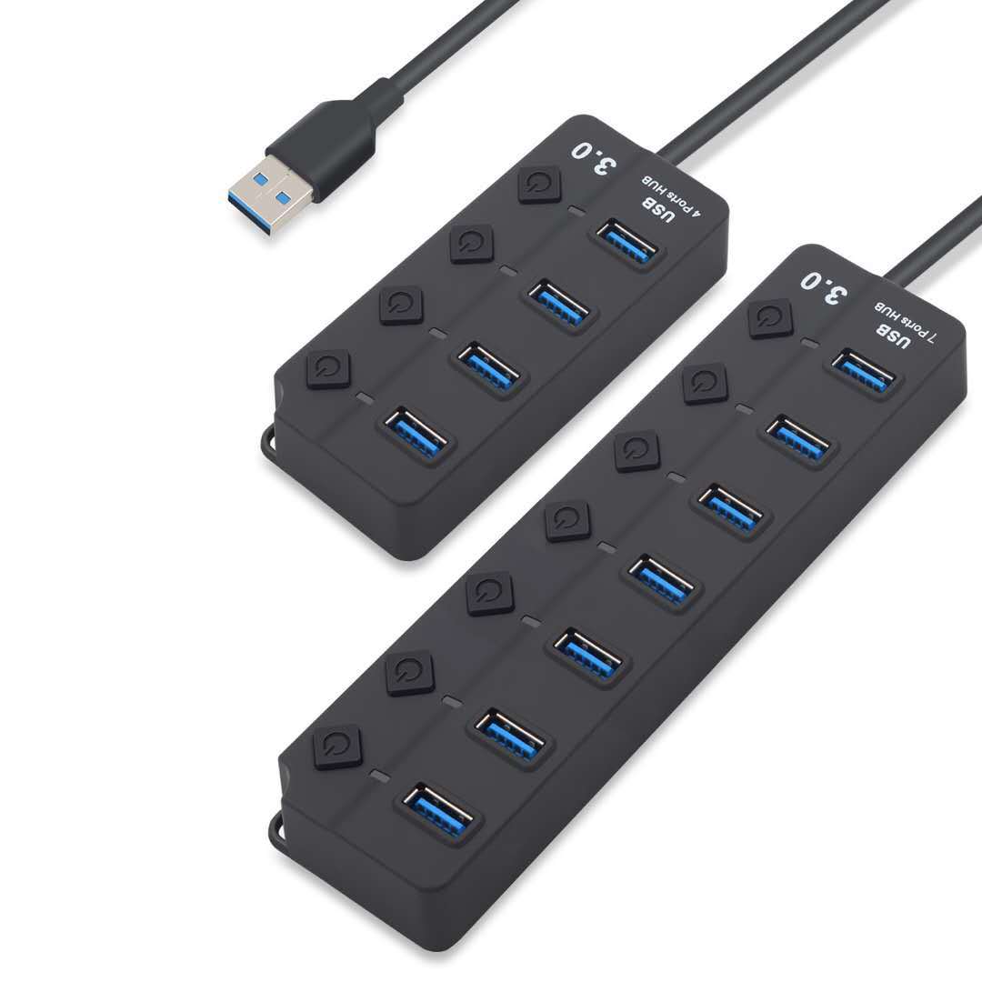 Высокоскоростной концентратор USB 3,0 с 4 / 7 портами USB 3,0, разветвитель концентратора с переключателем ВКЛ./ВЫКЛ.