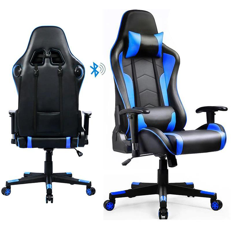 Hot Sale Customize Embroidery Logo LED RGB Light Gaming Chair With Bluethooth Function And Neck Support