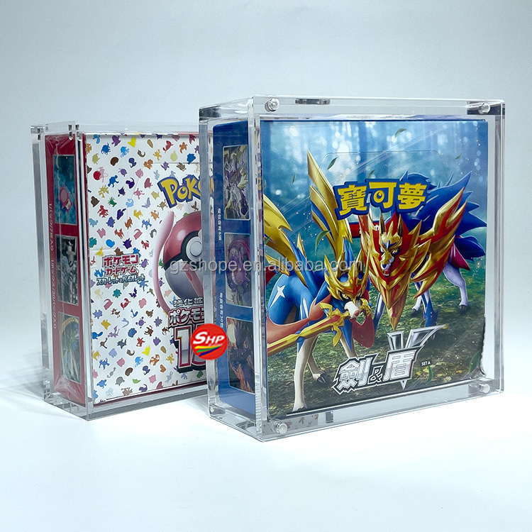 SHP High Quality Acrylic Display Case Uv Resistance Acrylic Pokemon Large Japanese Booster Box Case With Strong Magnetic Lid