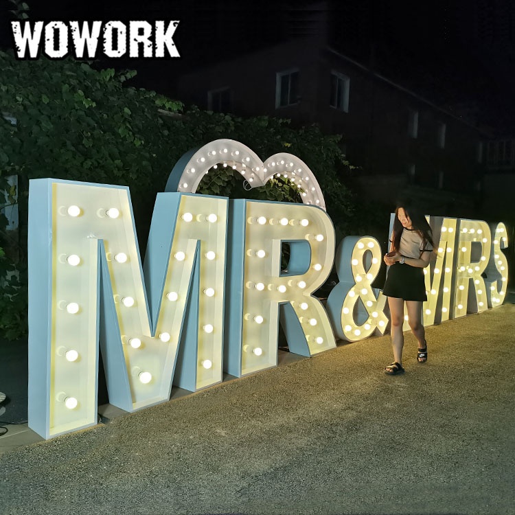 WOWORK горячая Распродажа железная фотография Свадьба декоративные светодиодные Большие буквы лампы для мероприятий вечеринок