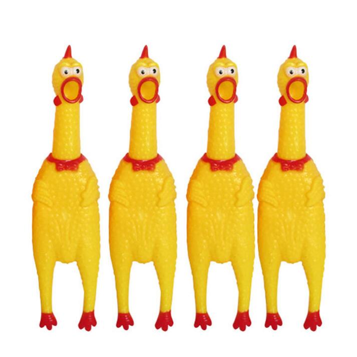 High Quality Pet Squeak Toys Yellow Rubber Screaming Chicken Squeak Pet Toys