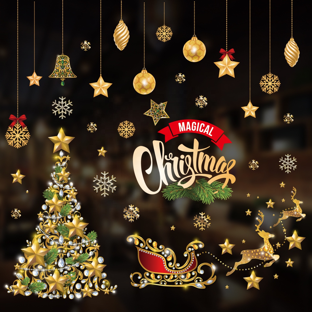 Megan Q Newish Best Price christmas decor merry christmas window sticker gift stickers