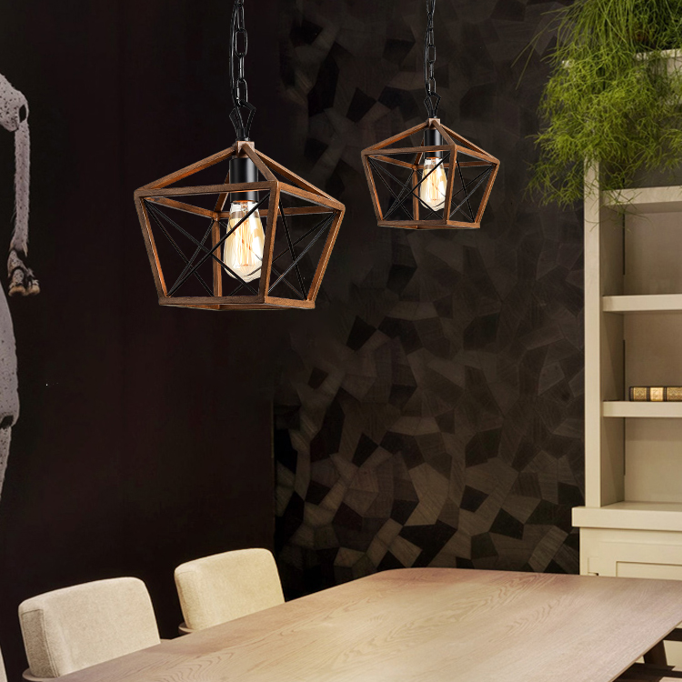 Contemporary Kitchen Wooden Retro Chandelier Pendant Lamps