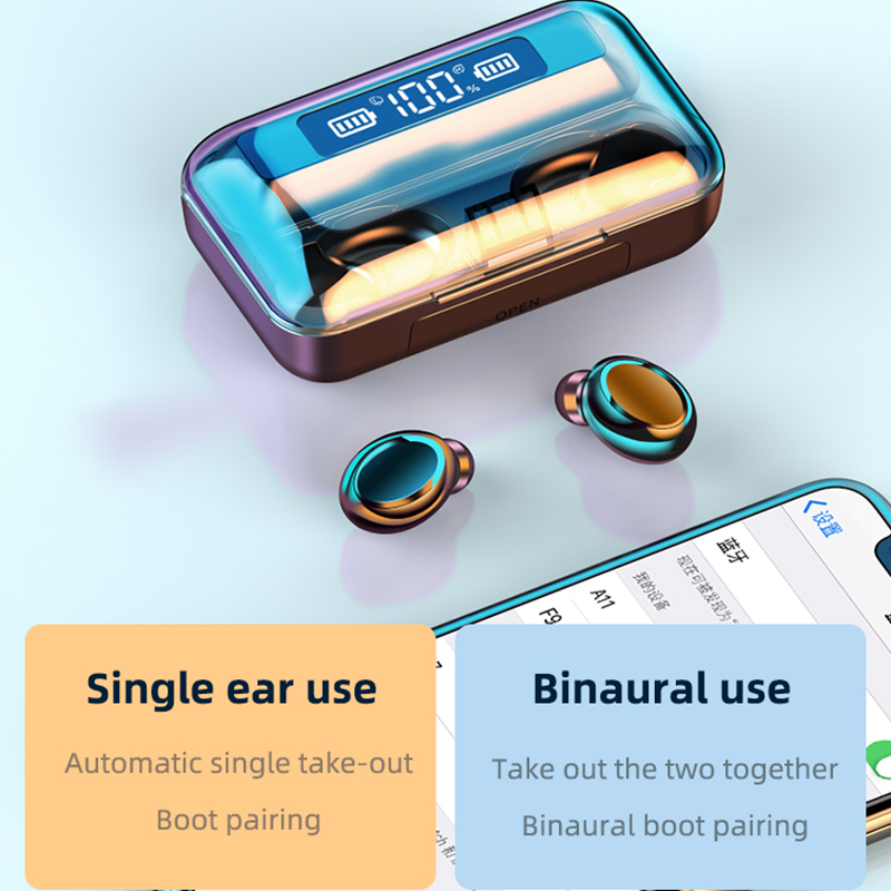 2021 new dropshipping free sample earbuds best f9 tws earbuds f9 wireless earbuds f9-5 earbuds
