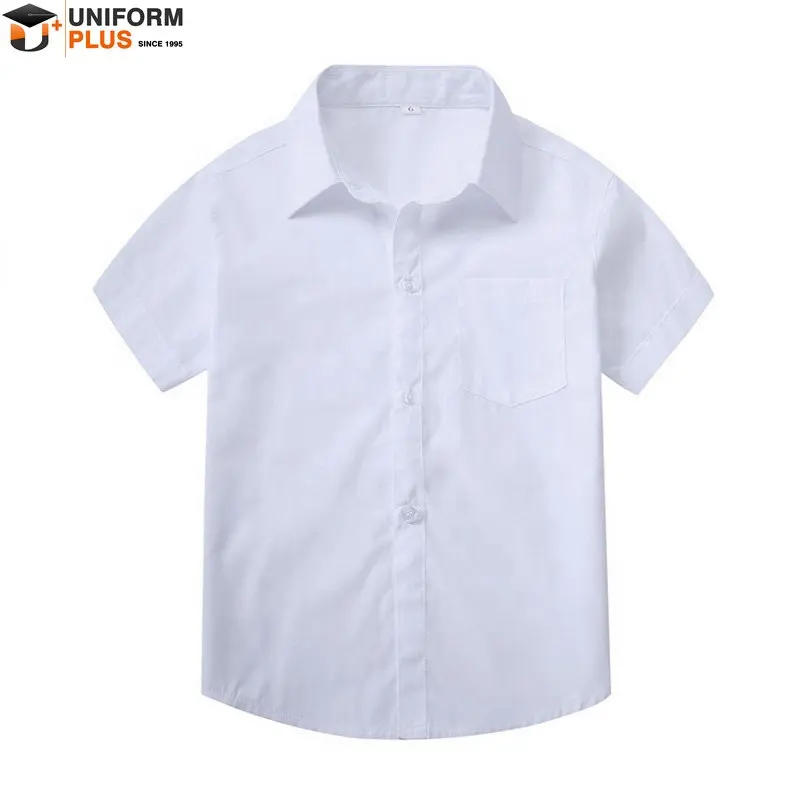 Customized style cotton white school uniform shirt
