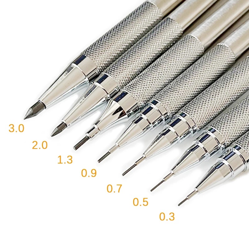 New stationery Custom 0.5/0.7/0.9/1.3/2.0mm Drawing Automatic Pencil Press Metal HB Mechanical Pencil