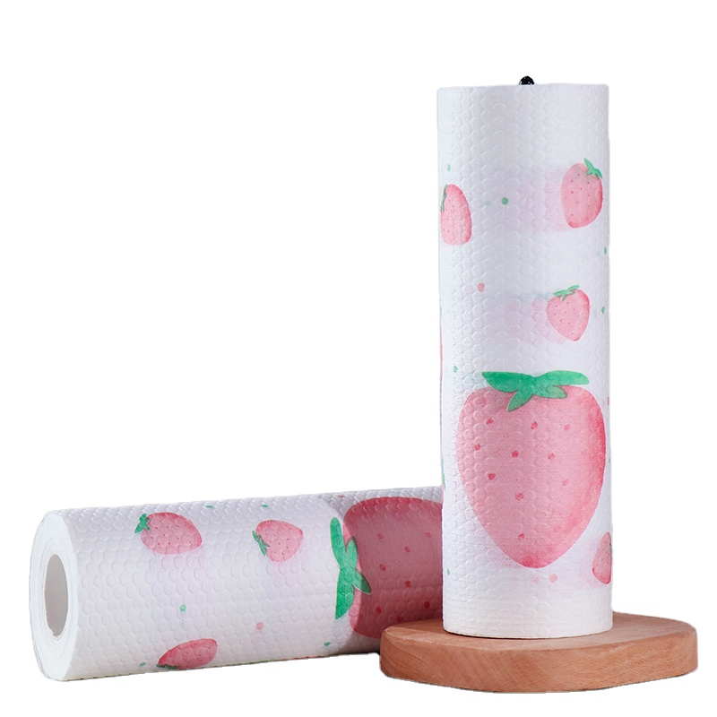 Strawberry paper towel roll 50 sheets kitchen cleaning rag dish washing cleaning non-woven fabric