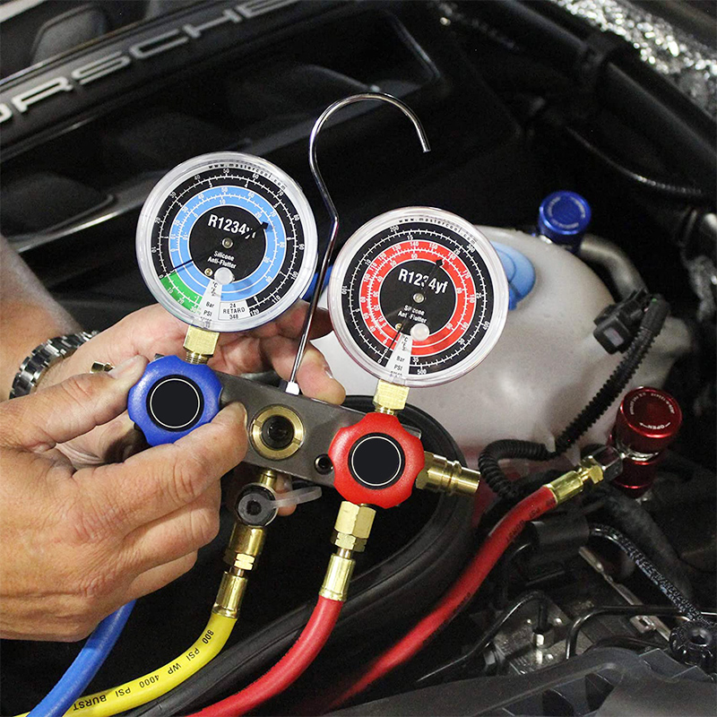 A/c Refrigeration Kit Ac Manifold Gauge Set R134a R410a Auto Service Kit 1.2 Meter Colored Hoses 1/4" Sae Fitting