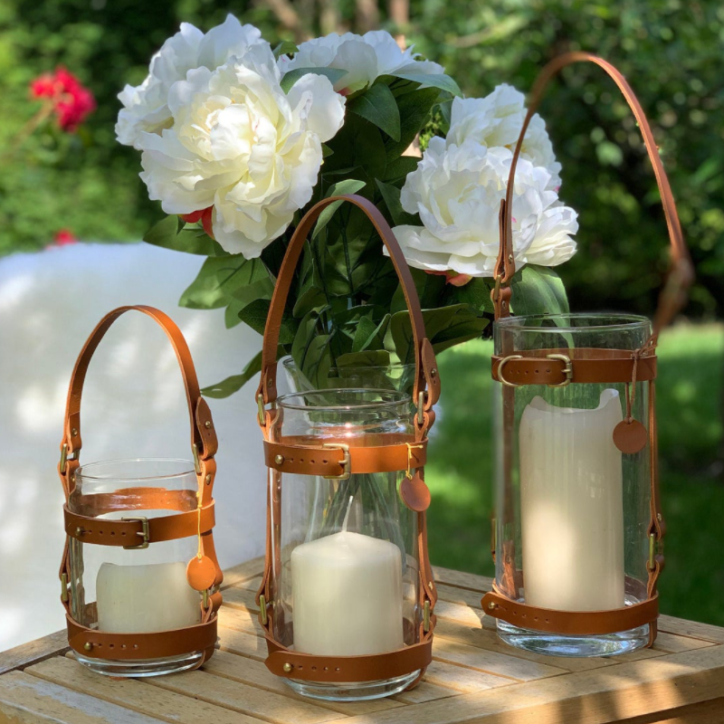 Nordic Leather Lanterns Candle Holder Durable Candle Storm Lanterns Cover Wedding Accessories