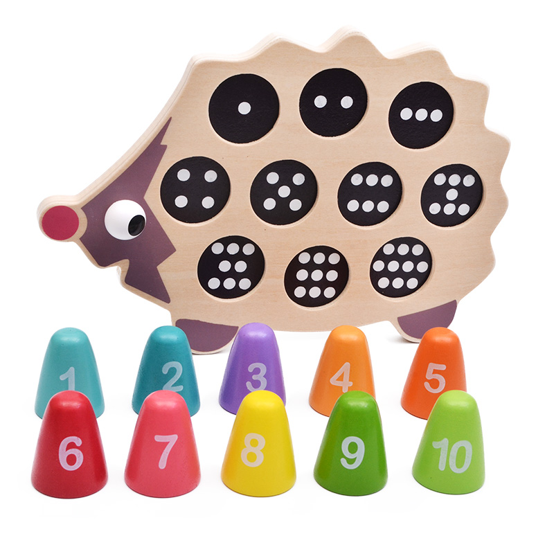 Children wooden toys montessori new style educational toys hedgehog kids digital toys
