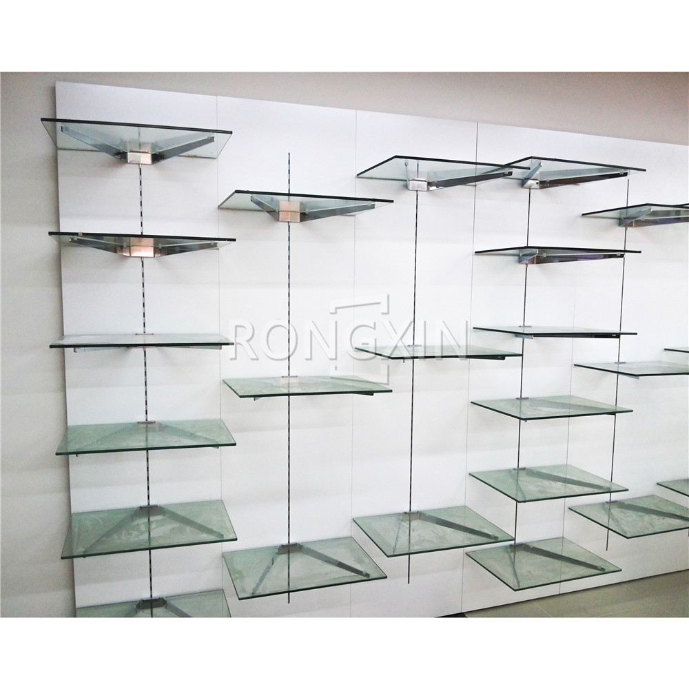 Custom Freely Adjustable Glass Shelf Design Wall Mounted Furniture Wholesale White Wood Garment Shop Display Shelf for Baby Wear