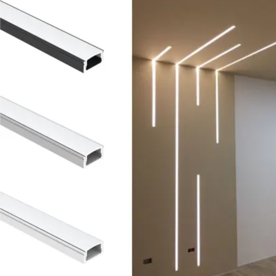 17*7mm Hot sale Cabinet Led Lighting Embedded 6000K Lamp Slot U-shaped Aluminum Alloy Led Diffuser Channel Profile Light Strips