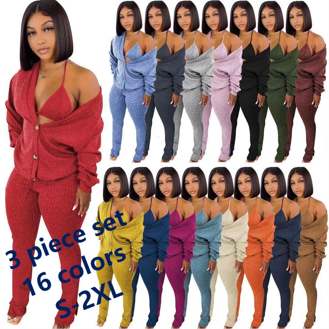 2021 New Arrivals Women Winter Sweater Coat Long Cardigans Sets 3 Piece Sweater Set Women Clothing