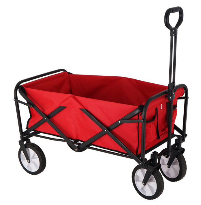 Outdoor Four-Wheel Camping Folding Wagen Car Fishing Equipment Handling Small Trailer Luggage Pulling Cart Camping Trolley