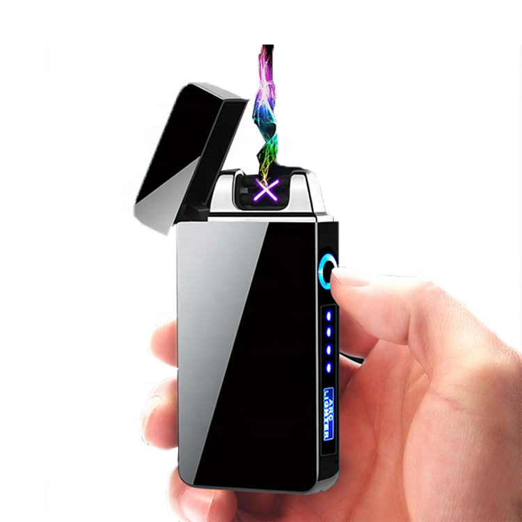 Заводская на заказ ветрозащитная USB-зажигалка с двойной дугой перезаряжаемая беспламенная светодиодная плазменная Зажигалка для сигарет электрическая зажигалка