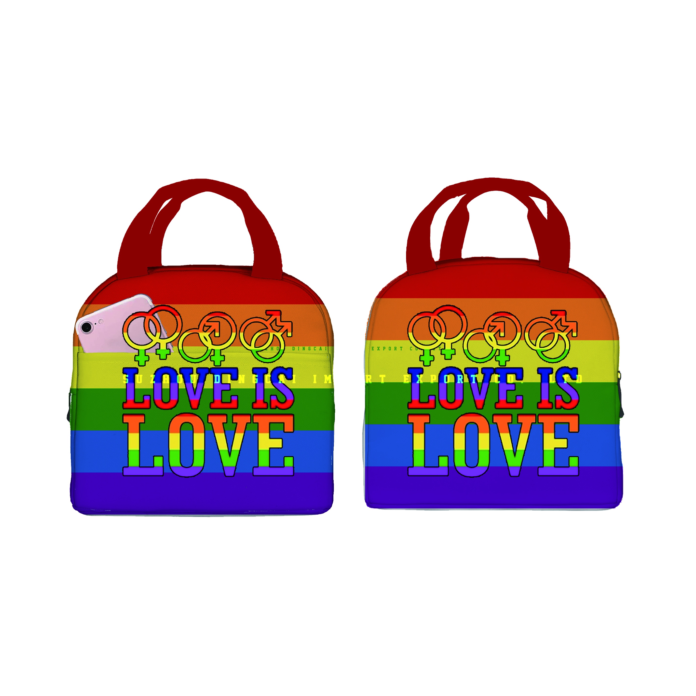 Высококачественный Пользовательский логотип, рекламная печать, LGBT, радужная сумка для обеда