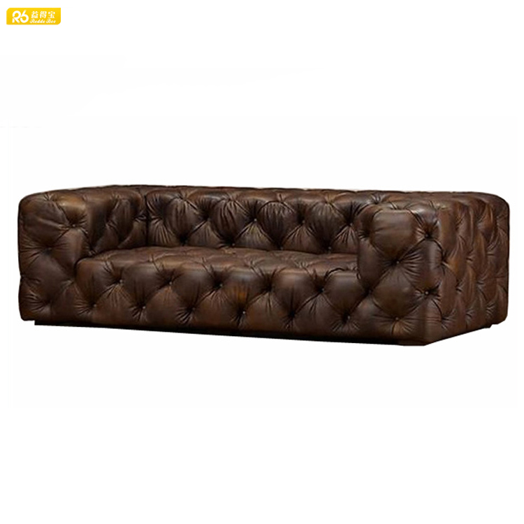 Роскошный коричневый комплект диванов из натуральной кожи Дубай chesterfield