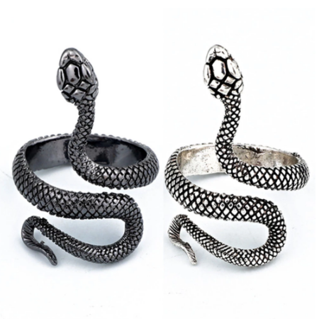 1 Piece European New Retro Punk Exaggerated Spirit Snake Ring Fashion Personality Stereoscopic Opening Adjustable Ring Jewelry
