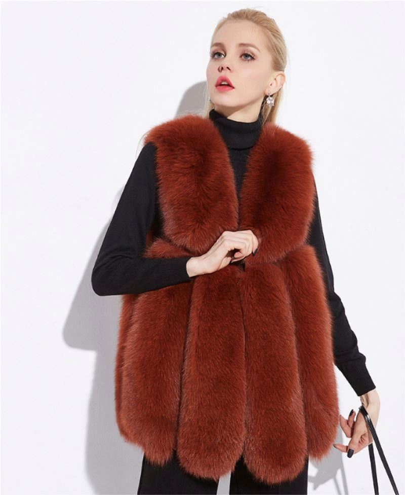 Fashionable Premium Luxury Honourable ladies Elegant Classic warm winter fox 2020 fur winter vests women
