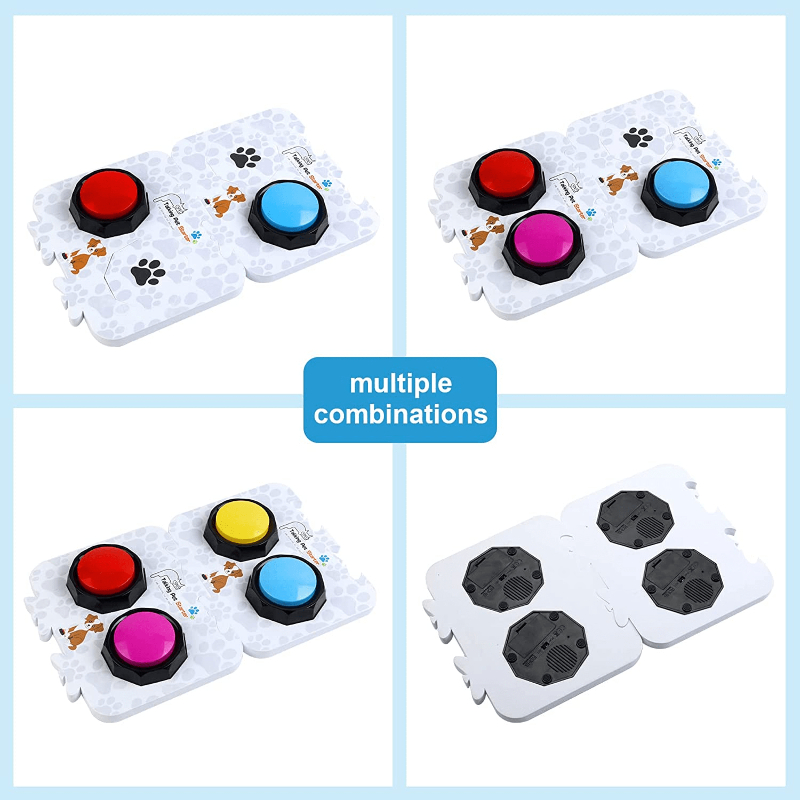 Set of 4 ribosy button sound recordable talking buttons with mat