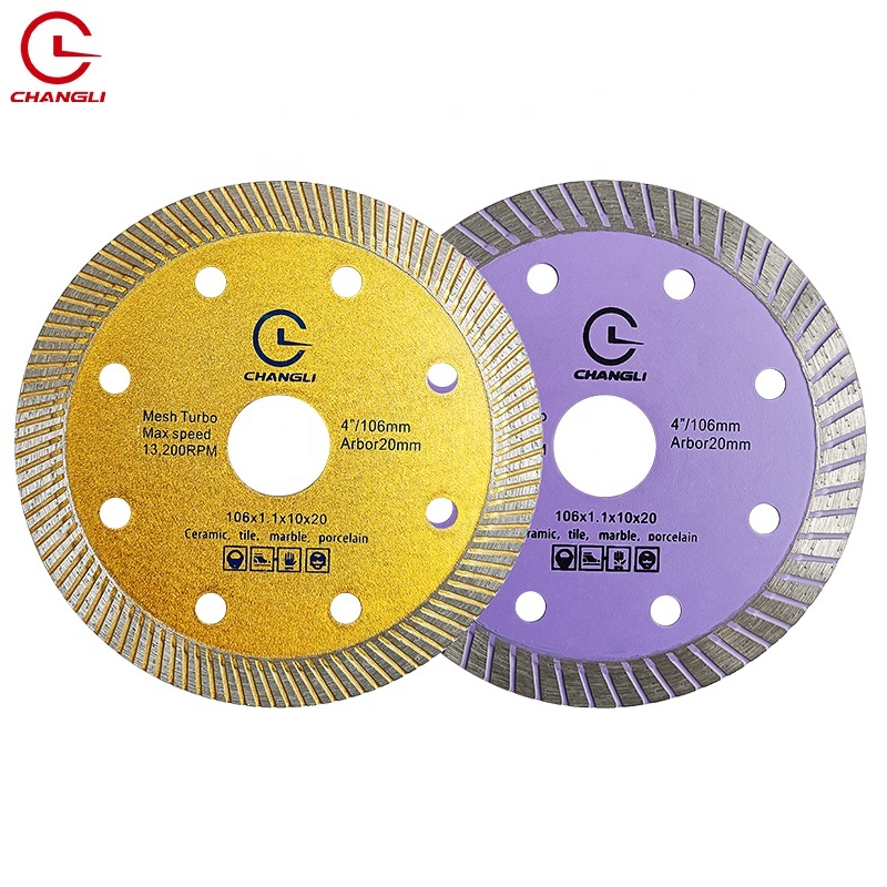 Hot Pressed Diamond Saw Blade Cutting Disc 4'' 105mm 110mm Wet Dry Ceramic Homogeneous Tile Granite Marble Quartz