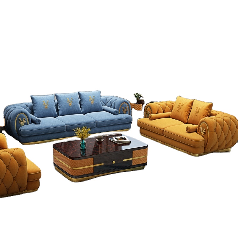 Modern Nordic Design Couch golden Steel Frame Wedding Party Royal Dubai Luxury High end sofa set furniture living room