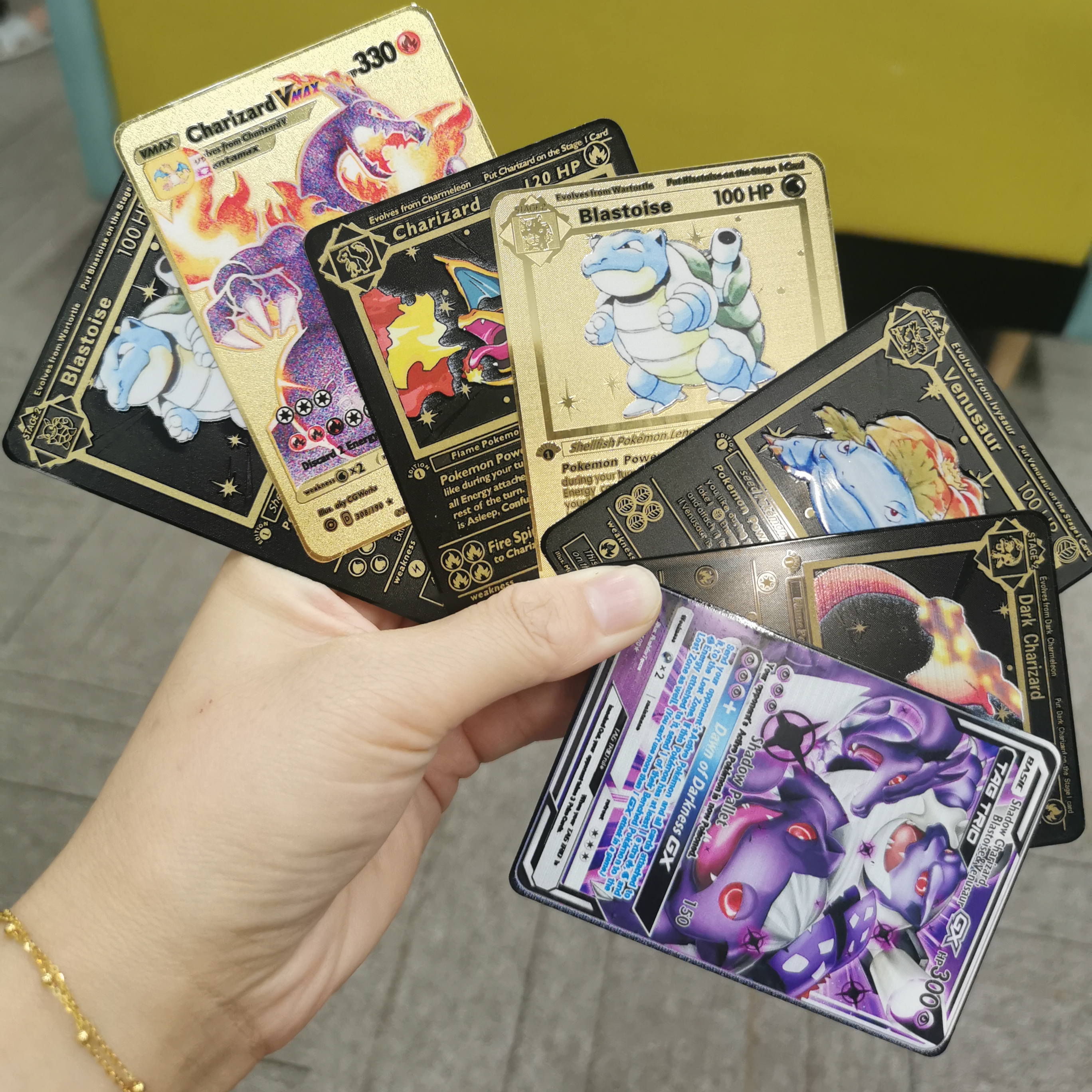 RTS Charizard Vmax blastise Venusaur, золотые металлические карты, 1-е издание, новая игра в торговые карты