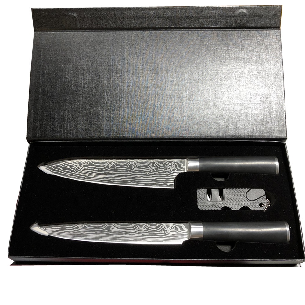 2 шт., Набор японских кухонных ножей Santoku в подарочной коробке
