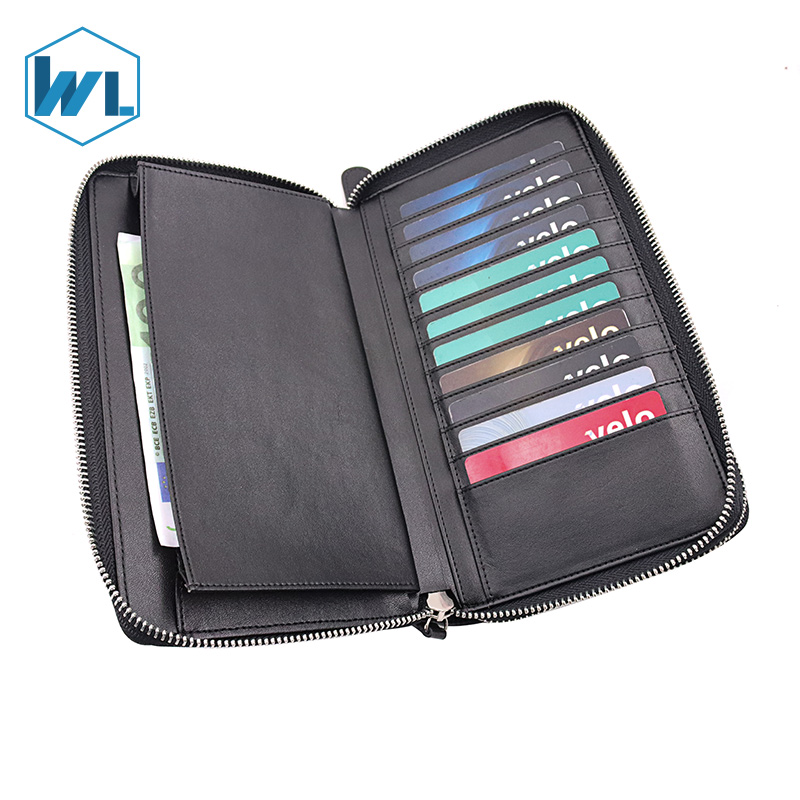Long Luxury Fashion Hand Women Brand Black Original Leather Wallet For Mens Female Cheap Card Holders With Zipper Oem