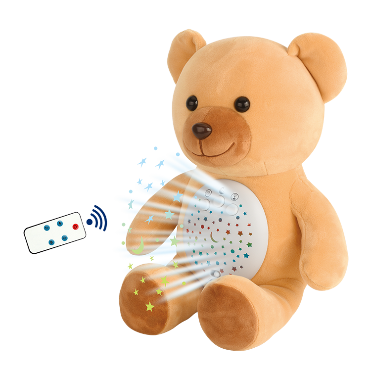 Little Bear Soft Toys With Night Light Star Projector Lullaby Sound Bear Plush For Baby Kids Squishies Sleep Soother