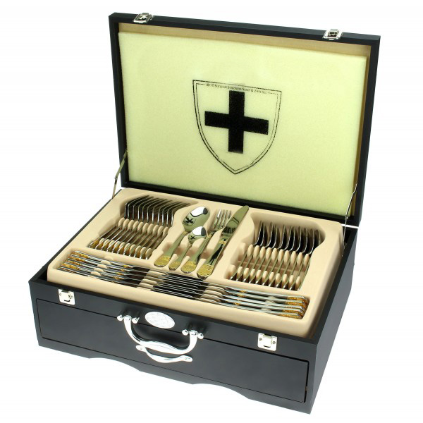 Королевский besteckset ансамбль de couverts juego de cubiertos service de стол золотой набор столовых приборов 72pcs столовые сервизы с деревянной коробкой