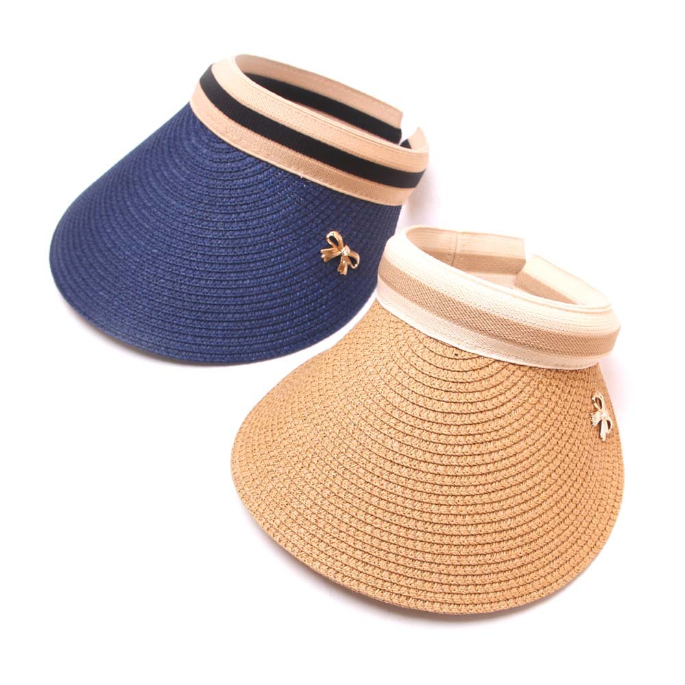 2021 High quality Twill Sun Visor Summer Hat Design Logo Beach Sun Visor Straw Hats sun visor hats with bowknot