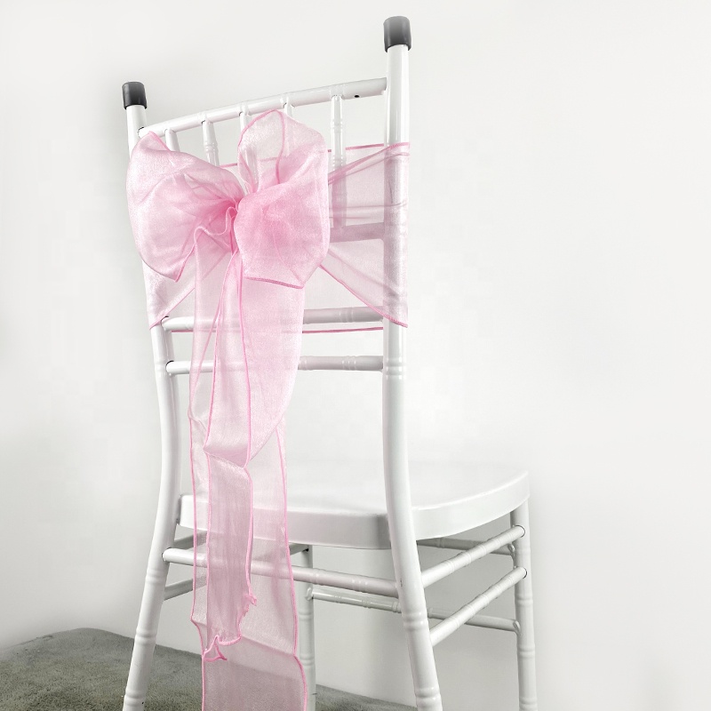8x108 INCH Pink Organza Chair Hood Sash Pink Wedding Chair Sashes