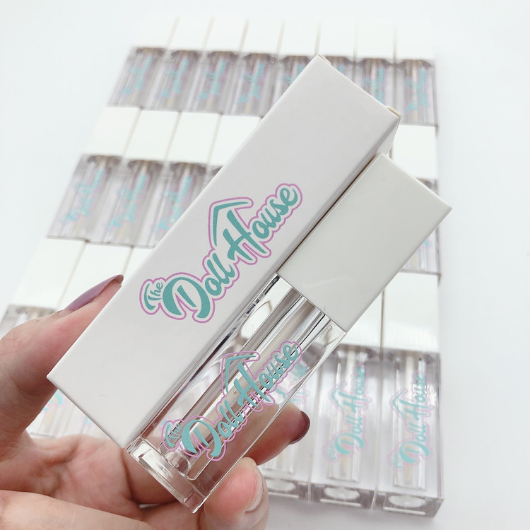New design transparent square lip colour tube white container 5 ml lip colour tube