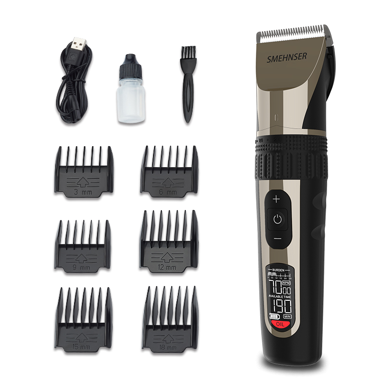 SMENHSER New LED Rechargeable Metal Clippers Men Professional Trimmer Hair Cut Machine Electric Hair Clipper