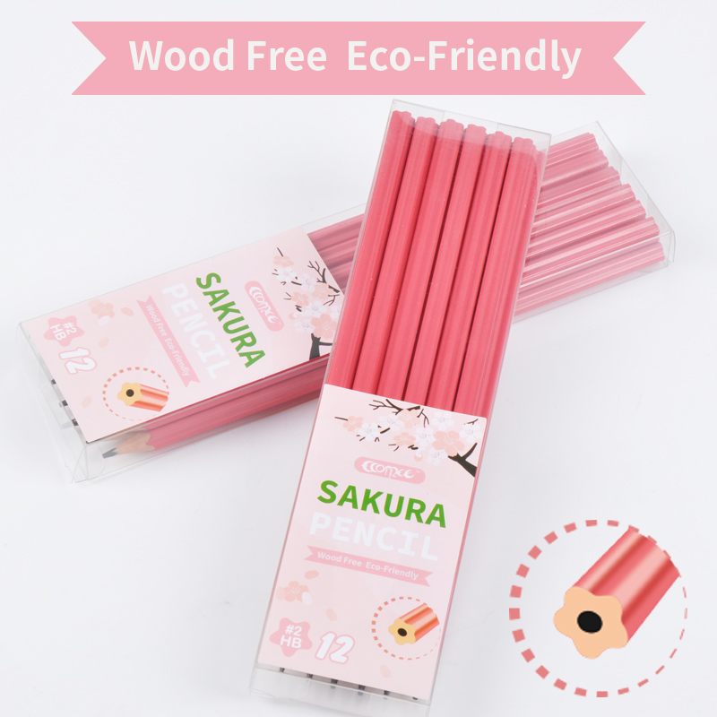 12 Pcs/box Sakura Shaped Wood Free HB #2 Writing Pencils Set School and Office Stationery Supplies Dropshipping