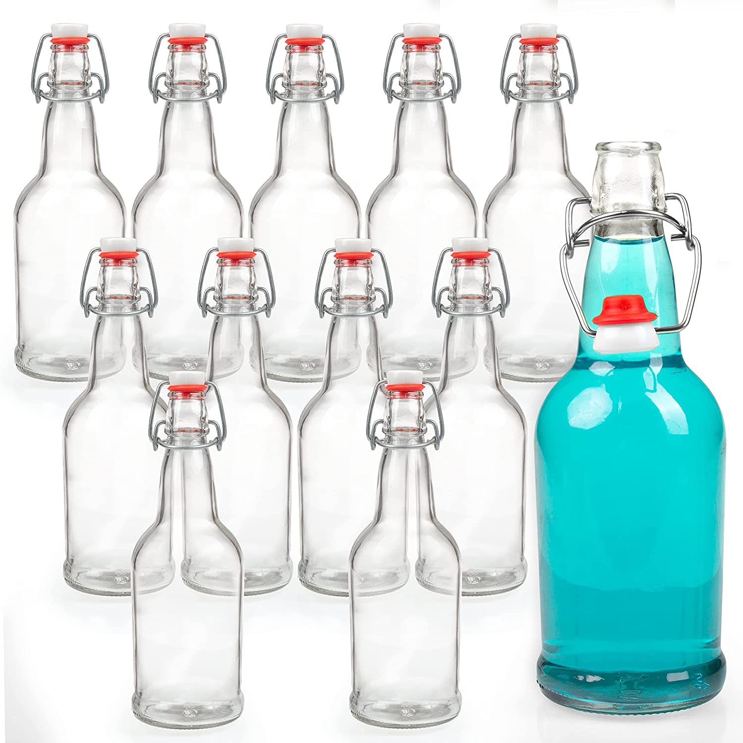 Glass Bottles Drink Set Of 6 Pieces 16 OZ Swing Top Glass Bottle With Airtight Wholesale 500ml Glass Bottle For Juice Beer