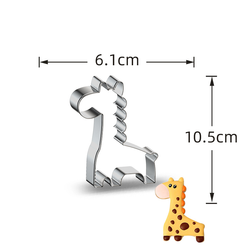 Cute sitting giraffe shape creative baked stainless steel cookie mold