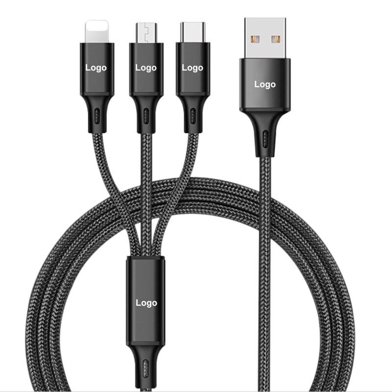 Дропшиппинг 3 в 1 нейлоновый Плетеный Мульти USB кабель многократное зарядное устройство Быстрая зарядка Шнур совместим с большинством смартфонов