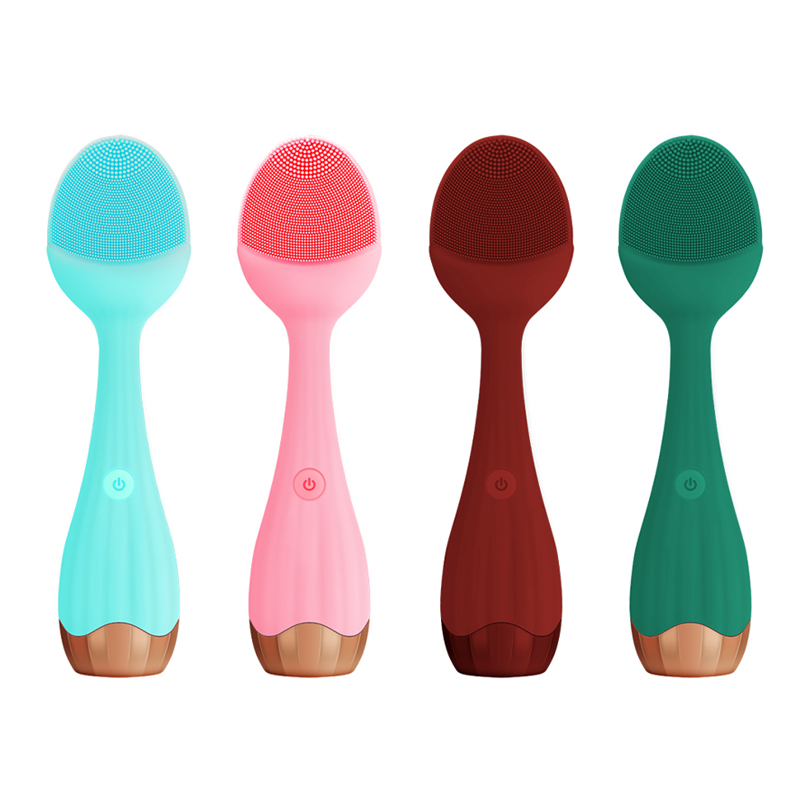 2021Best Sale Wireless Charging Electric Waterproof Silicone Sonic Facial Cleansing Brush