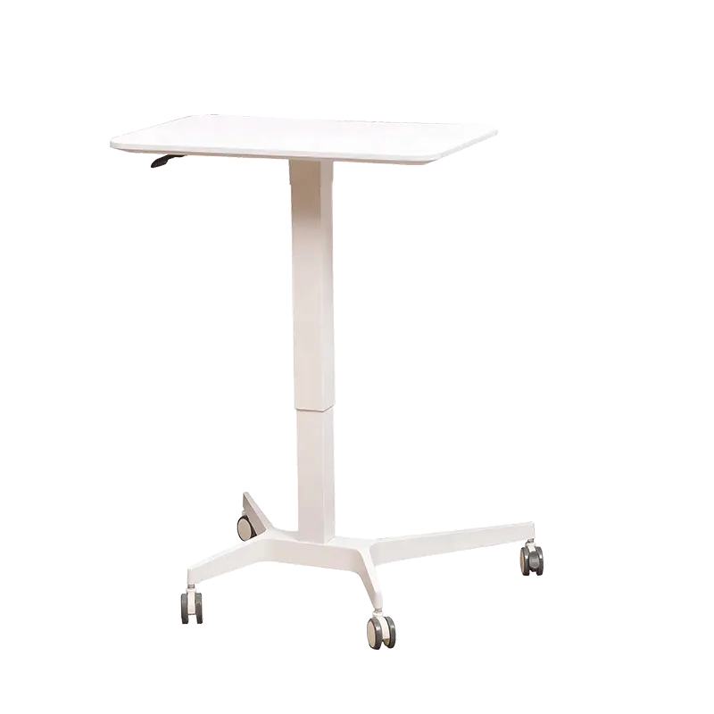 Adjustable Height Single Leg Pneumatic Sit To Stand Desk Height Adjustable Workstation Desk With Movable Base