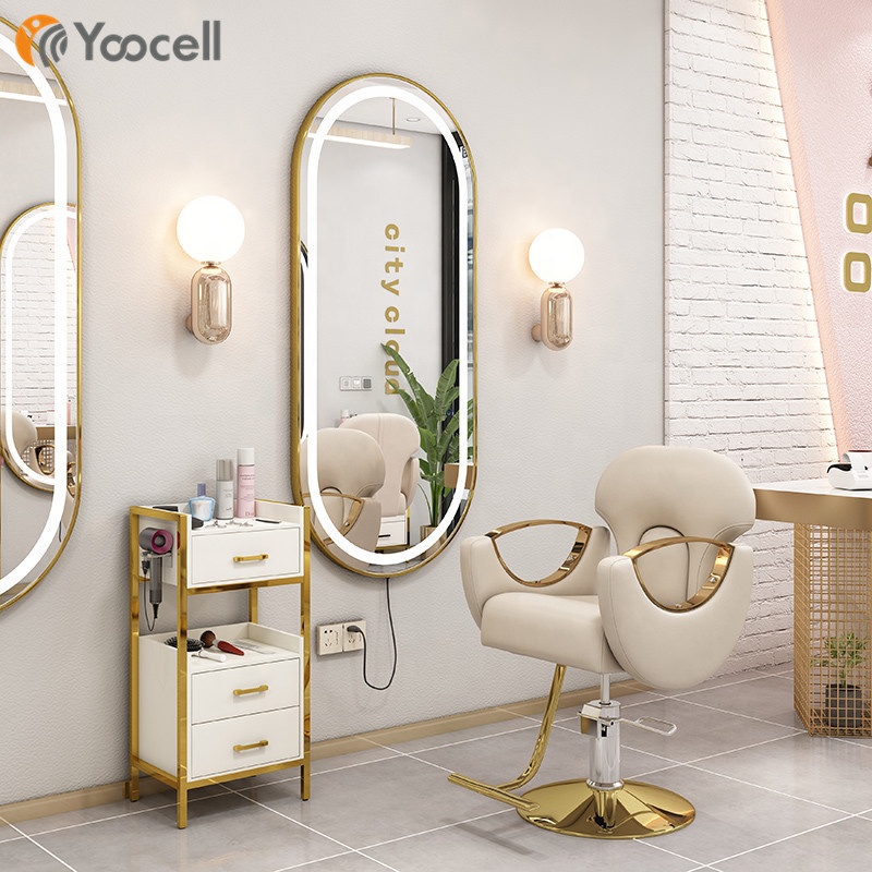 Yoocell роскошный современный бежевый кремовый стул для салона красоты зеркало для салона со светодиодной подсветкой белая цветная тележка пакет для салона красоты