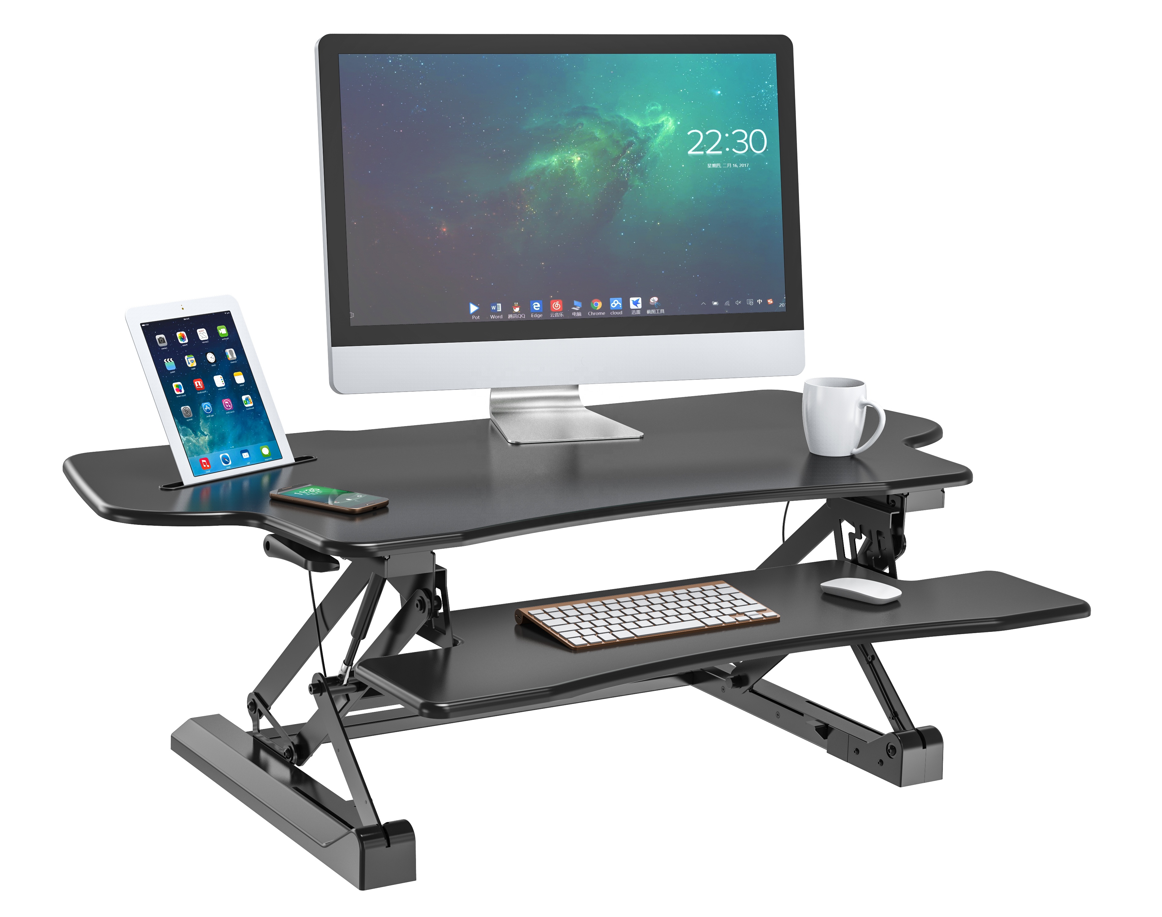 Ergonomic Height Adjustable Computer Sit Standing Large Surface Up to 33lbs Computer Workstation Desks VM-LD07L